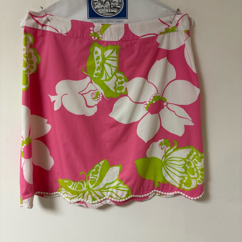 Lilly Pulitzer Womens Floral Pink and Green Skirt Cotton Size 4